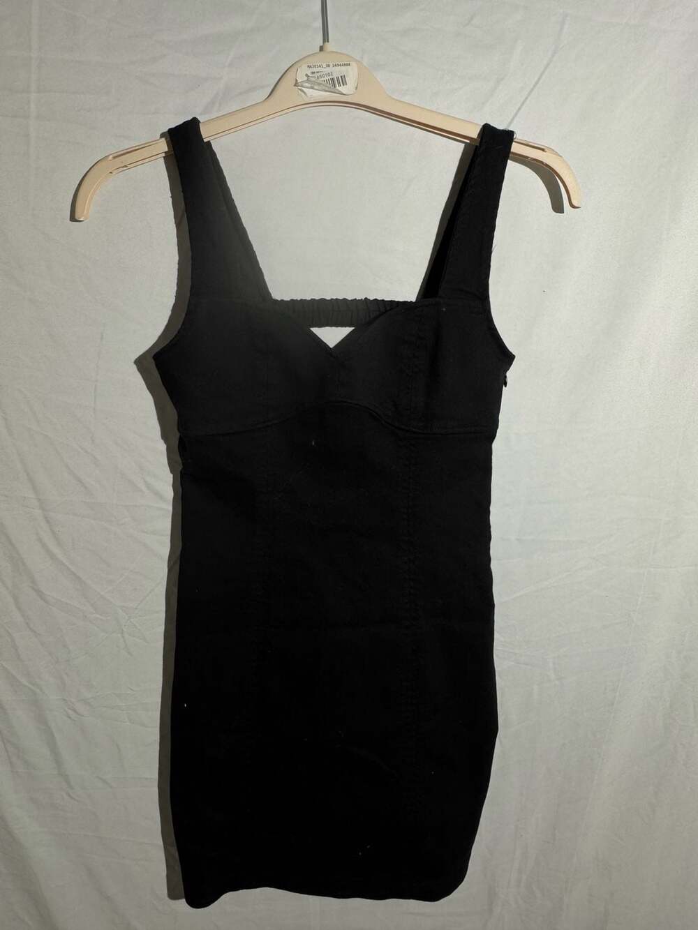 ⁠Forever 21 Black Bodycon Mini Dress Womens Small S Sweetheart Neck Goth Dark Co